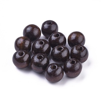 Dyed Natural Wood Beads, Round, Lead Free, Coconut Brown, 20x18mm, Hole: 4.5mm, about 400pcs/1000g