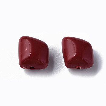 Opaque Acrylic Beads, Polygon, Dark Red, 17.5x15.5x11mm, Hole: 2mm, about 230pcs/500g