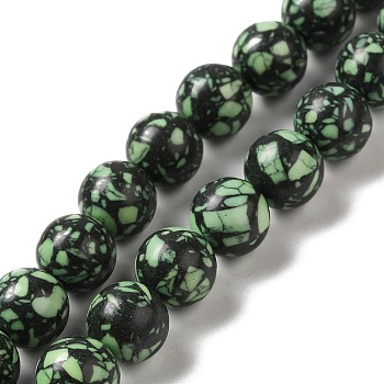 Synthetic Gemstone Dyed Beads Strands, Round, Light Green, 10mm, Hole: 1.6mm, about 38pcs/strand, 14.76''(37.5cm)