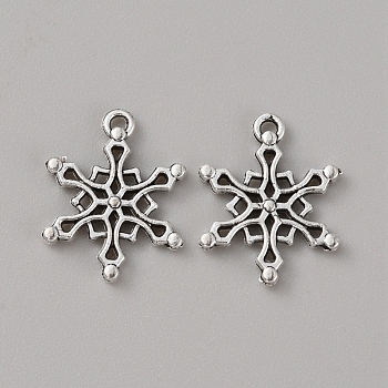 Alloy Pendants, Snowflake, Antique Silver, 19.5x15.5x1.5mm, Hole: 1mm