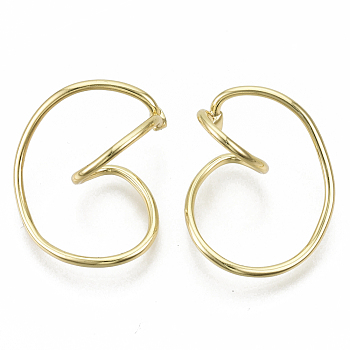 Brass Cuff Earrings, Nickel Free, Real 18K Gold Plated, 25x19.5x13mm, Inner Diameter: 8mm