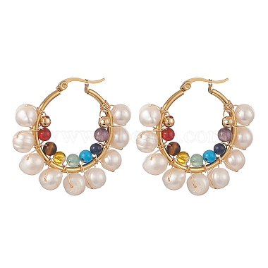 Round Mixed Stone Earrings