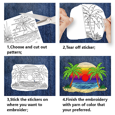 4 Sheets 11.6x8.2 Inch Stick and Stitch Embroidery Patterns(DIY-WH0455-324)-3