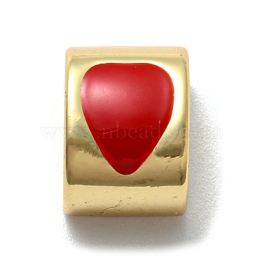 Real 18K Gold Plated Red Heart Brass+Enamel Beads