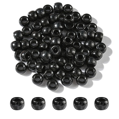 Black Barrel Resin European Beads
