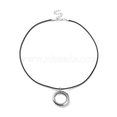 Blank Alloy Photo Frame Living Memory Floating Locket Pendants with Imitation Leather Cord Necklaces(NJEW-JN04517)-4
