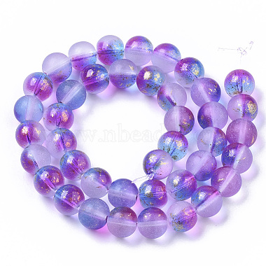 Brins de perles de verre peintes à la bombe givrée(GLAA-N035-03D-C03)-2
