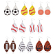 8 Pairs 8 Style PU Imitation Leather Teardrop with Sport Theme Pattern Dangle Earrings(EJEW-AN0001-79)-1