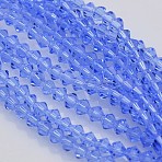 Bicone Glass Beads Strands, Faceted, Cornflower Blue, 3.5~3.8x3mm, Hole: 1mm, about about 107~110pcs/strand, 32.5~34cm(EGLA-P016-3mm-04)