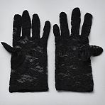 Polyester Stretch Short Fishing Net Gloves, Flower Pattern Lace Gloves for Women, Black, 210x125x3mm(AJEW-WH0470-24)