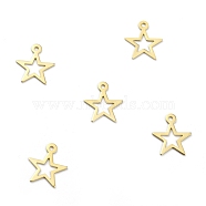Brass Charms, Hollow Star, Real 24K Gold Plated, 10.5x9.5x0.3mm, Hole: 1mm(KK-O131-12G)