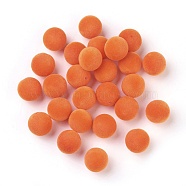 Flocky Acrylic Beads, Half Drilled, Round, Orange Red, 16mm, Hole: 1.6mm(X-OACR-I001-16mm-L08)