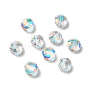 Glass Imitation Austrian Crystal Beads, Faceted, Flat Round, Clear AB, 8x4.5mm, Hole: 1.4mm(GLAA-H024-03)