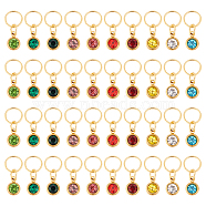 40Pcs 10 Color Vacuum Plating Real 18K Gold Plated 201 Stainless Steel Rhinestone Charms, Birthstone Charms, Flat Round, Mixed Color, 8.5x6x3mm, Hole: 6.4mm, 4Pcs/color(PALLOY-AB00194)