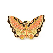 Flower Butterfly Enamel Pin, Gold Plated Alloy Badge for Backpack Clothes, Dark Orange, 18.5x30x1.5mm(JEWB-J005-07B-G)