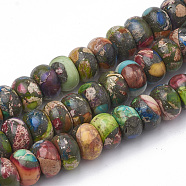 Synthetic Gold Line Imperial Jasper Beads Strands, Rondelle, 8~8.5x5mm, Hole: 1mm, about 79pcs/strand, 15.9 inch(G-T103-17)