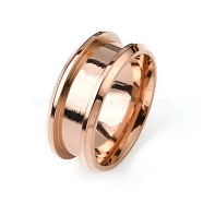 201 Stainless Steel Grooved Finger Ring Settings, Ring Core Blank, for Inlay Ring Jewelry Making, Rose Gold, Inner Diameter: 16mm, Groove: 4.3mm(RJEW-WH0009-03C-RG)