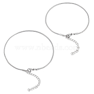 304 Stainless Steel Snake Chain Bracelets, with Lobster Claw Clasps, Stainless Steel Color, 9-7/8 inch(250mm) & 7-1/2 inch(190mm), 10pcs/box(STAS-UN0008-72P)