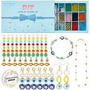 SUNNYCLUE DIY Evil Eye Style Glass Seed Bead Bracelets Kits, Including Alloy Enamel & Acrylic Enamel Beads, Zinc Alloy Lobster Claw Clasps, Elastic Crystal Thread and Tail Wire, Mixed Color(DIY-SC0013-92)