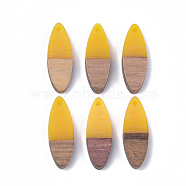 Resin & Wood Pendants, Horse Eye, Gold, 28x9.5x3.5~4mm, Hole: 1.8mm(X-RESI-S358-18C)