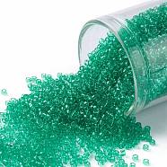 TOHO Round Seed Beads, Japanese Seed Beads, (72) Transparent Beach Glass Green, 15/0, 1.5mm, Hole: 0.7mm, about 3000pcs/10g(X-SEED-TR15-0072)