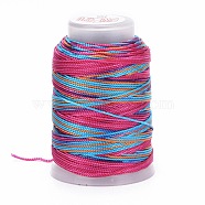 5 Rolls 12-Ply Segment Dyed Polyester Cords, Milan Cord, Round, Fuchsia, 0.4mm, about 71.08 Yards(65m)/Roll(WCOR-P001-01B-016)