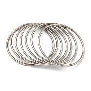 7Pcs Vacuum Plating 202 Stainless Steel Plain Ring Bangle Sets, Stackable Bangles for Women, Stainless Steel Color, Inner Diameter: 2-7/8 inch(7.2cm), 3mm(BJEW-M317-16A-P)