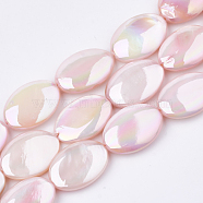 AB Color Freshwater Shell Beads Strands, Dyed, Oval, Lavender Blush, 17~18x12.5x4~5mm, Hole: 1mm, about 22pcs/strand, 15.7 inch(X-SHEL-S274-39E)