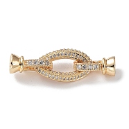 Rack Plating Brass Micro Pave Clear Oval Cubic Zirconia Fold Over Clasps, Cadmium Free & Lead Free, Long-Lasting Plated, Golden, Oval: 20.5x12x3.5mm, Clasp: 14.5x7mm, Inner Diameter: 5mm(KK-Q797-08G)