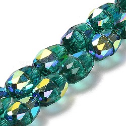 Electroplate Glass Beads Strands, Faceted, Bell, Dark Cyan, 7x5mm, Hole: 3.5mm, about 98pcs/strand, 20.20~20.59''(51.3~52.3cm)(EGLA-D030-04C)