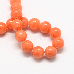 Natural Dyed Yellow Jade Gemstone Bead Strands, Round, Coral, 6mm, Hole: 1mm, about 66pcs/strand, 15.7 inch(G-R271-6mm-Y31)
