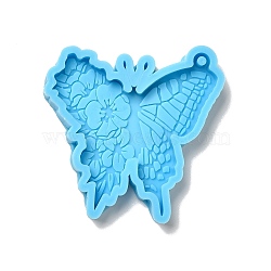 Butterfly DIY Pendant Silicone Molds, Resin Casting Molds, For UV Resin, Epoxy Resin Jewelry Making, Deep Sky Blue, 56x57x7mm, Hole: 3mm(SIMO-H004-03)