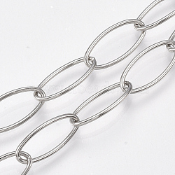 3.28 Feet 304 Stainless Steel Cable Chains, Soldered, Oval, Stainless Steel Color, 20x10x1mm(X-STAS-T045-04)