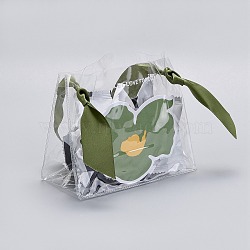 PVC Plastic Bags, with Silk Handle, for Gift Bag Party Favors, Olive Drab, 19x13.5cm, 10 sets/bag(ABAG-I004-A01)