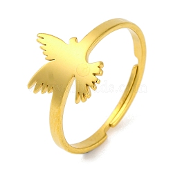 201 Stainless Steel Adjustable Ring for Women, Bird/Flower/Animal/Spider/Butterfly/Leaf/Hoof, Bird, 11.5mm, Inner Diameter: 18mm(RJEW-D082-02H)