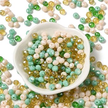 Glass Beads, Faceted, Rondelle, Medium Sea Green, 6x5mm, Hole: 1mm, about 2360pcs/500g