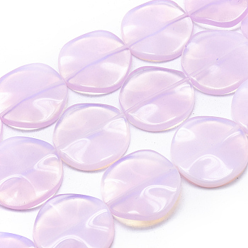 Opalite Beads Strands, Flat Round, Wavy, 34.5x6.5mm, Hole: 1.5mm, about 11pcs/strand, 14.96 inch(38cm)