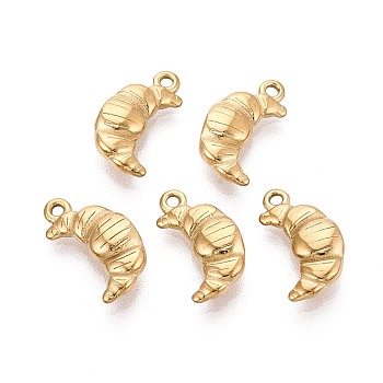 304 Stainless Steel Pendants, Croissant Charms, Golden, 17x7.5x3mm, Hole: 1.2mm
