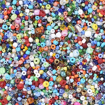 Glass Seed Beads, Mixed Shape and Mixed Size, Colorful, 2x2x2mm, Hole: 1mm