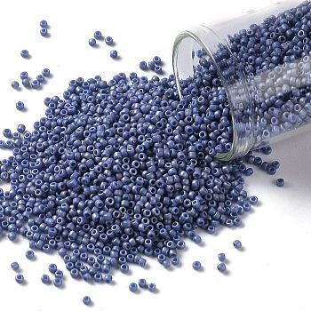 TOHO Round Seed Beads, Japanese Seed Beads, (2636F) Semi Glazed Rainbow Soft Blue, 15/0, 1.5mm, Hole: 0.7mm, about 3000pcs/bottle, 10g/bottle