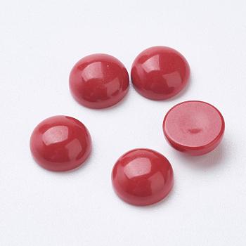 Synthetic Coral Cabochons, Half Round/Dome, 8x3.7mm