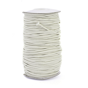 Round Elastic Cord, with Fibre Outside and Rubber Inside, Antique White, 2mm, about 76.55 yards(70m)/roll