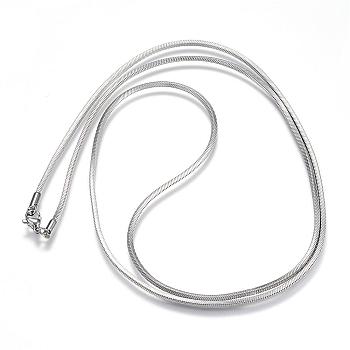 304 Stainless Steel Snake Chain Necklaces, with Lobster Claw Clasps, Stainless Steel Color, 29.5 inch(75cm), 2mm