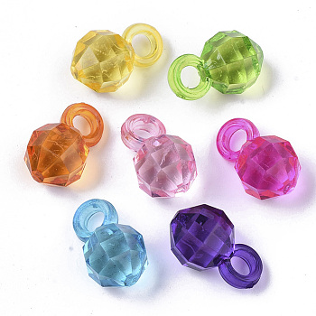 Transparent AS Plastic Pendants, Faceted, Round, Mixed Color, 15.5x10x10mm, Hole: 3mm, about 900pcs/500g