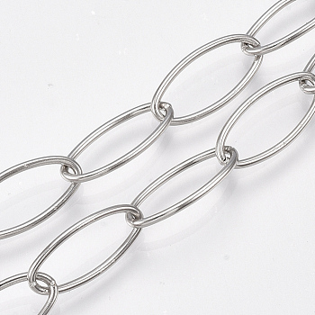 3.28 Feet 304 Stainless Steel Cable Chains, Soldered, Oval, Stainless Steel Color, 20x10x1mm