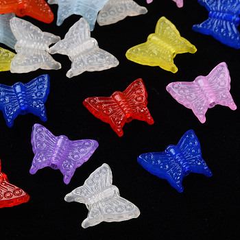 Transparent Acrylic Beads, Dyed, Butterfly, Mixed Color, 12x15x3.5mm, Hole: 1.5mm, about 1750pcs/500g