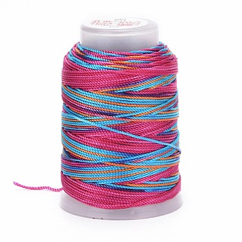 5 Rolls 12-Ply Segment Dyed Polyester Cords, Milan Cord, Round, Fuchsia, 0.4mm, about 71.08 Yards(65m)/Roll