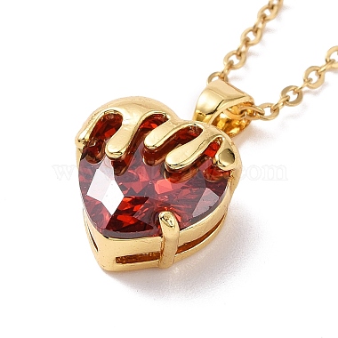 Ожерелье с кулоном в виде сердца из кубического циркония с 304 цепочкой из нержавеющей стали для женщин(NJEW-H164-01A)-2