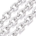 Aluminium Cable Chains, Unwelded, with Spool, Silver, 18x14x3~3.5mm, about 16.40 Feet(5m)/Roll(CHA-Q001-09S)