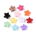 Opaque Acrylic Beads, Star, Mixed Color, 11.5x12x6mm, Hole: 2mm, about 2173pcs/500g(SACR-T017-68M)